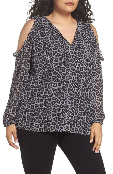 michael kors leopard print cold shoulder top|MICHAEL Michael Kors Leopard.